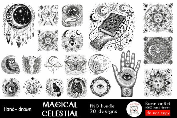 Download Magical Celestial Hand-draw PNG Bundle - Premium Resources