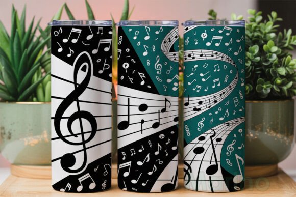 Download Dynamic Music Notes Teal Black Tumbler - Premium Bundle
